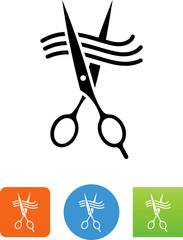 Sticker - Scissors Cutting Hair Icon - Illustration