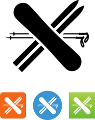 Sticker - Skis And Snowboard Icon - Illustration