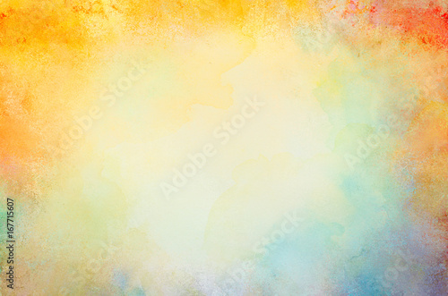 фотографія watercolor paint background design with colorful borders and white center, water