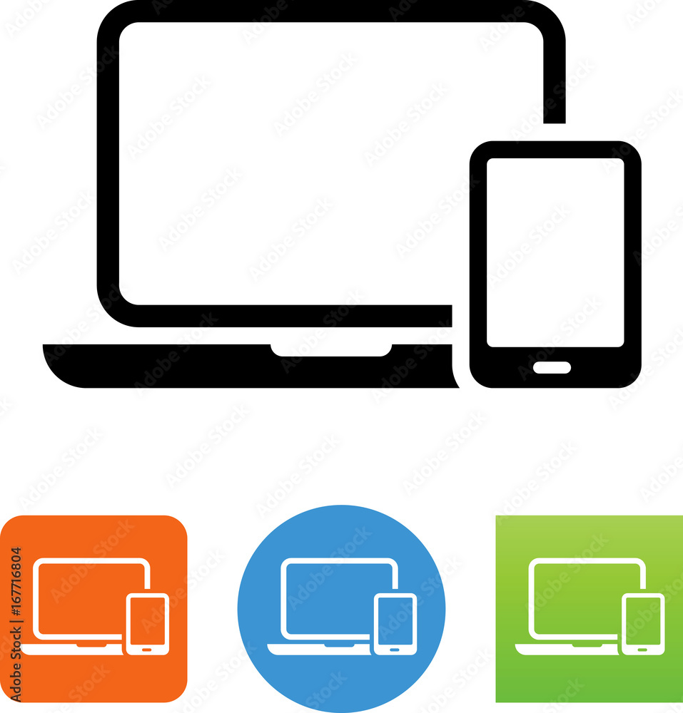 Vector Laptop And Smart Phone Icon - Illustration Stock Vector | Adobe ...