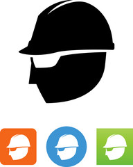 Poster - Worker With Hard Hat And Safety Glasses Icon - Illustration