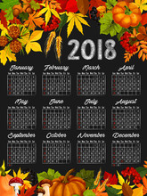 Autumn Harvest Calendar Chalkboard Template Design