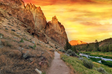 Hiking Trail At Smith Rock State Park In Central Oregon