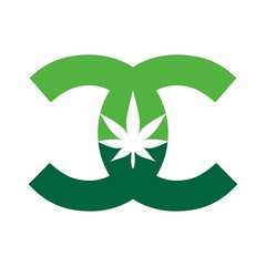 Canvas Print - letter C vector logo. cannabis logo.