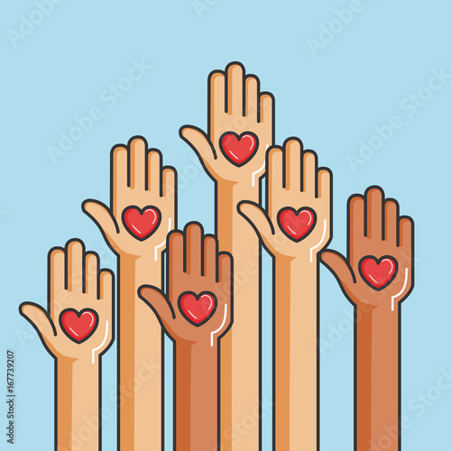 Fotografie, Obraz charity and donation give and share your love to poor people vector illustration