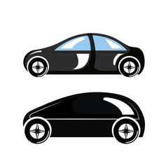 two car luxury automobile modern detailed style design vector illustration