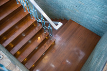 The Modern Wooden Staircase In House