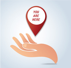 Wall Mural - hand holding pin location icon vector design 