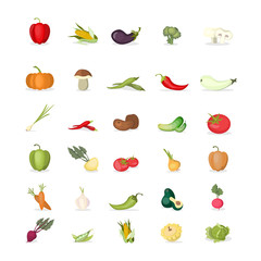 Wall Mural - Isolated vegetables set.