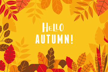 Aufkleber - Vector illustration in simple flat style with autumn leaves