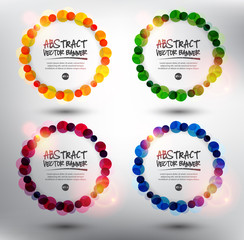 Wall Mural - Abstract vector banner set of 4. Dots in circular form. Colorful and isolated with realistic light and shadow on the light panel. Each item contains space for own text. Vector illustration. Eps10.