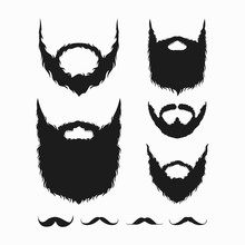 Set Of Beard And Mustache Silhouette Vector