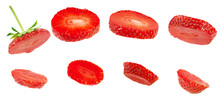 Perfectly Cleaned Sliced Strawberry Isolated On The White Background With Clipping Path