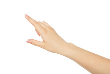 Woman's Hand Pointing On Object With Forefinger, Crop, Cutout