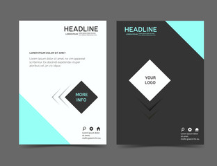 Wall Mural - Modern minimal brochure design, business flyer template. Corporate identity leaflet layout. Black and light blue presentation blank, magazine cover, eps10