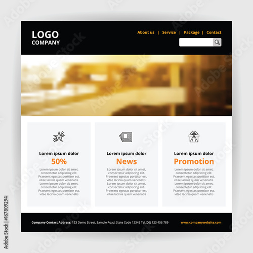 Website one page easy template, black header with logo company ...