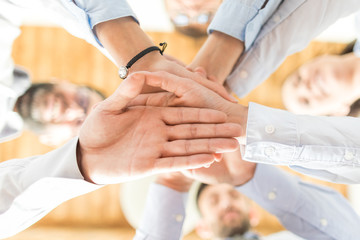 Wall Mural - stack of hands. unity and teamwork concept.