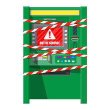 Robbed Atm With Warning Ribbons