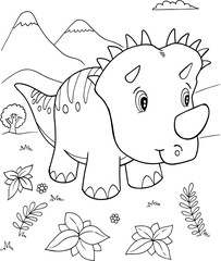 Poster - Cute Triceratops Dinosaur Vector Illustration Art
