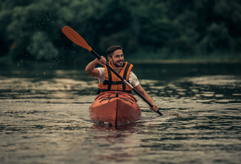 Wall Mural - Man and kayak