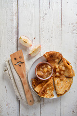 Canvas Print - pancakes with apple sauce (jam)