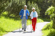 Senior couple doing Nordic walking
