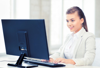 Sticker - businesswoman with computer in office