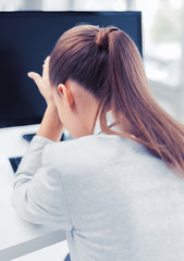 Sticker - stressed woman with computer