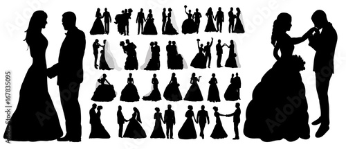 Fotografía Vector, isolated silhouette of wedding, collection, set,