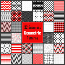 Geometric Black White Red Patterns Set