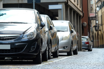 Poster - Padova, Italy - June, 27, 2017: cars parking in a center of Padova, Italy