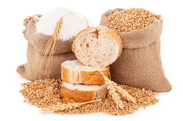 Poster - Flour and wheat grain with bread