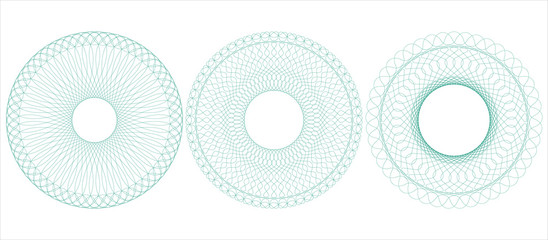 Circular guilloche for certificate, diploma, voucher, money design, currency, check, ticket etc. Vector illustration. Abstract pattern rosette from thin lines. 