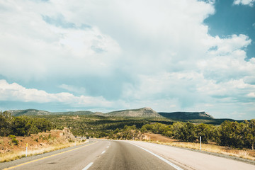 Canvas Print - Empty road in Arizona. Car Tour in the USA