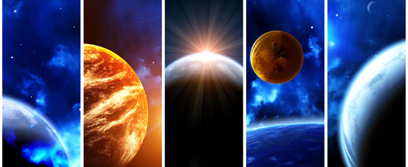 Wall Mural - collection of space banners