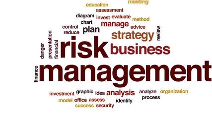 Wall Mural - risk management animated word cloud, text design animation.