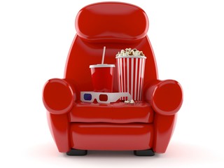 Canvas Print - Armchair with popcorn and soda