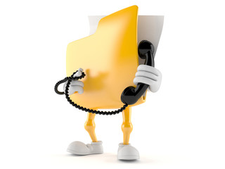 Poster - Folder character holding a telephone handset