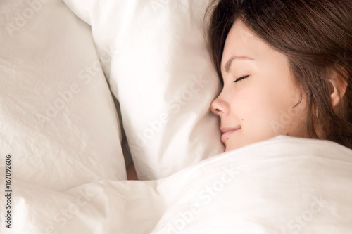 Beautiful Young Woman Sleeping In Cozy Bed Attractive Lady
