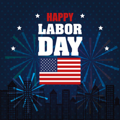 Sticker - happy labor day national patriotic celebration vector illustration