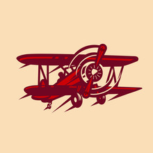 Vintage Retro Red Baron Airplane Vector Image