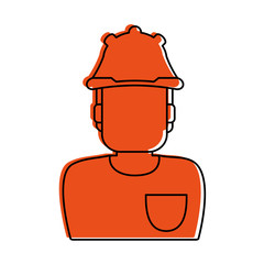 worker avatar with industrial safety icon image vector illustration design  orange color