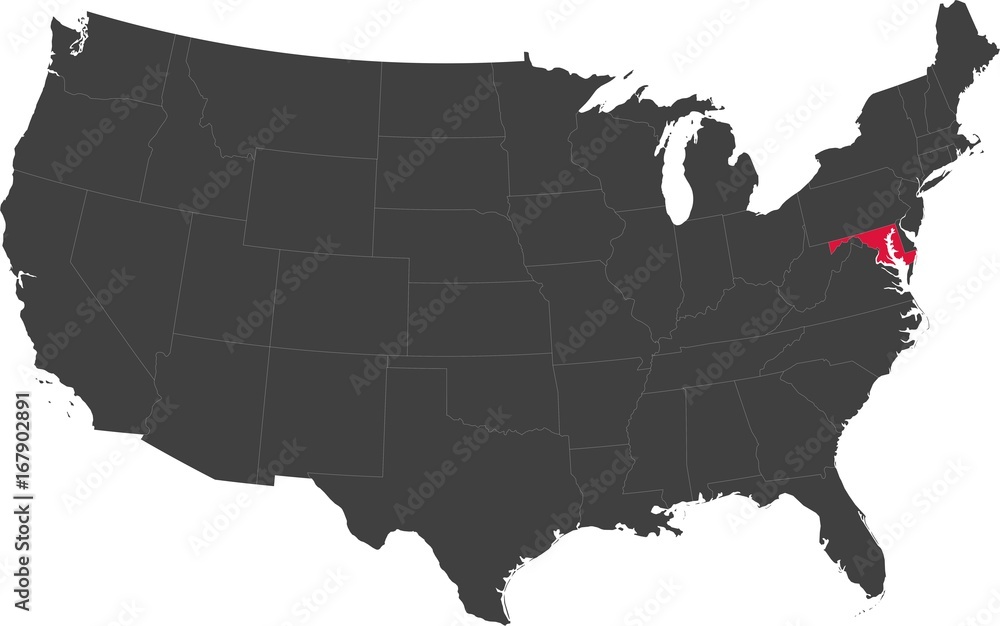 Map of the United States of America split into individual states ...