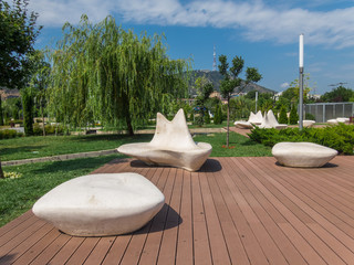 TBILISI, GEORGIA - Aug 20, 2015: Modern street furniture in the Park