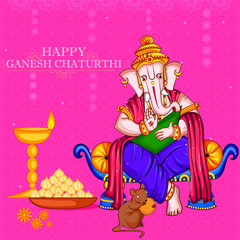 Wall Mural -  Lord Ganapati for Happy Ganesh Chaturthi festival background