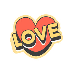 Sticker - Love short message, retro speech bubble in the shape of a heart