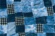 Fabric patchwork background and texture, Thread of old fabric blue tone for background