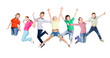 © Prostock-studio - Group of children jumping at white isolated studio background
