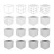 Wireframe Mesh Cube in Differenr Resolution. Connection Structure. Digital Data Visualization Concept. Vector Illustration.
