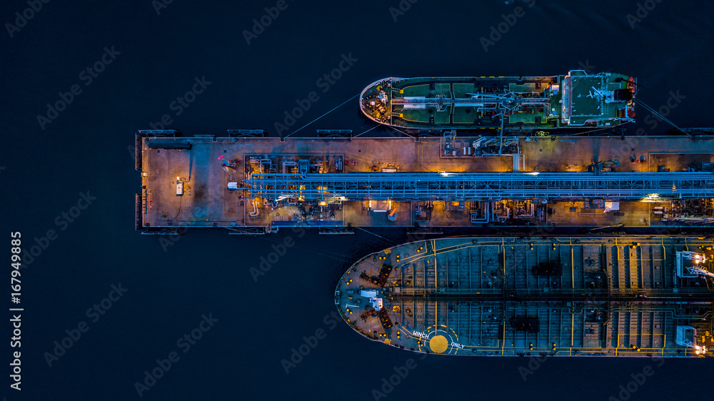 Aerial view of oil tanker ship at the port. Stock Photo | Adobe Stock